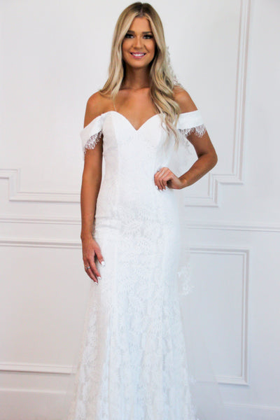 Beach Bride Lace Wedding Dress: White - Bella and Bloom Boutique