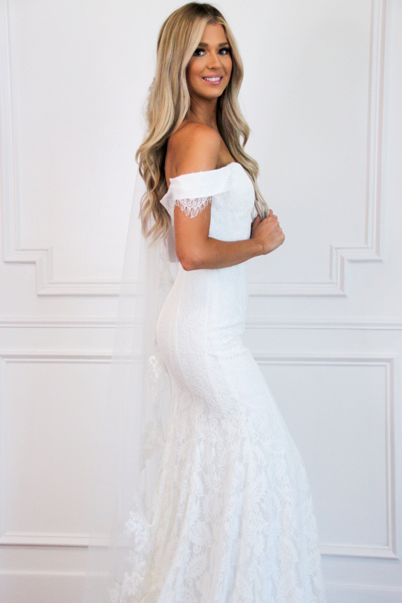 Beach Bride Lace Wedding Dress: White - Bella and Bloom Boutique
