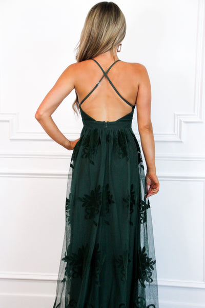 Here Comes the Bride Maxi Dress: Hunter Green - Bella and Bloom Boutique