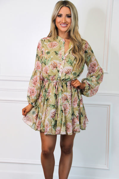 Getting Over You Dress: Olive Floral - Bella and Bloom Boutique