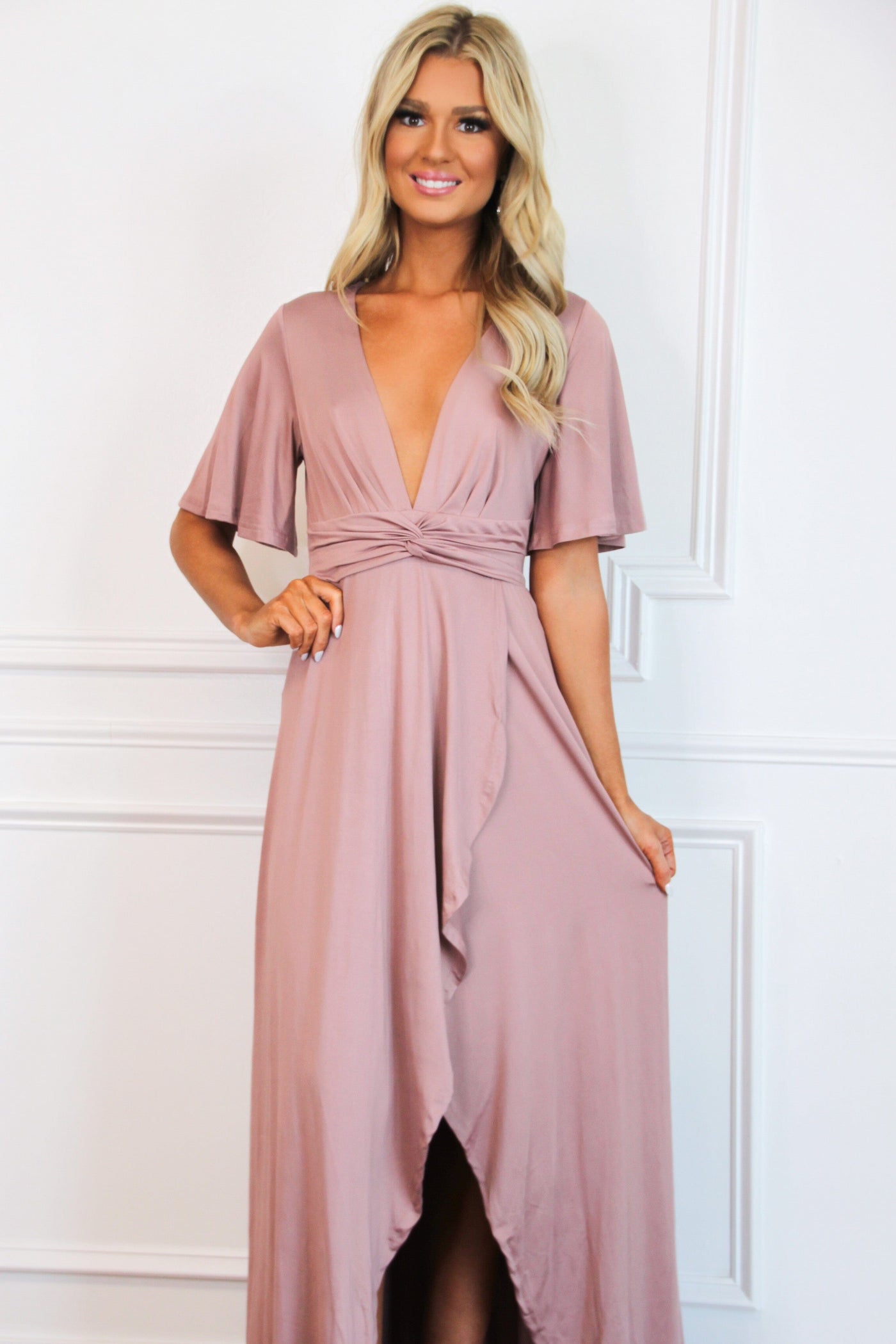 Who to Love Maxi Dress: Mauve - Bella and Bloom Boutique
