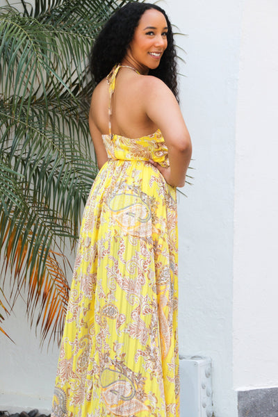 Bring on the Sunshine Cutout Maxi Dress: Yellow Multi - Bella and Bloom Boutique