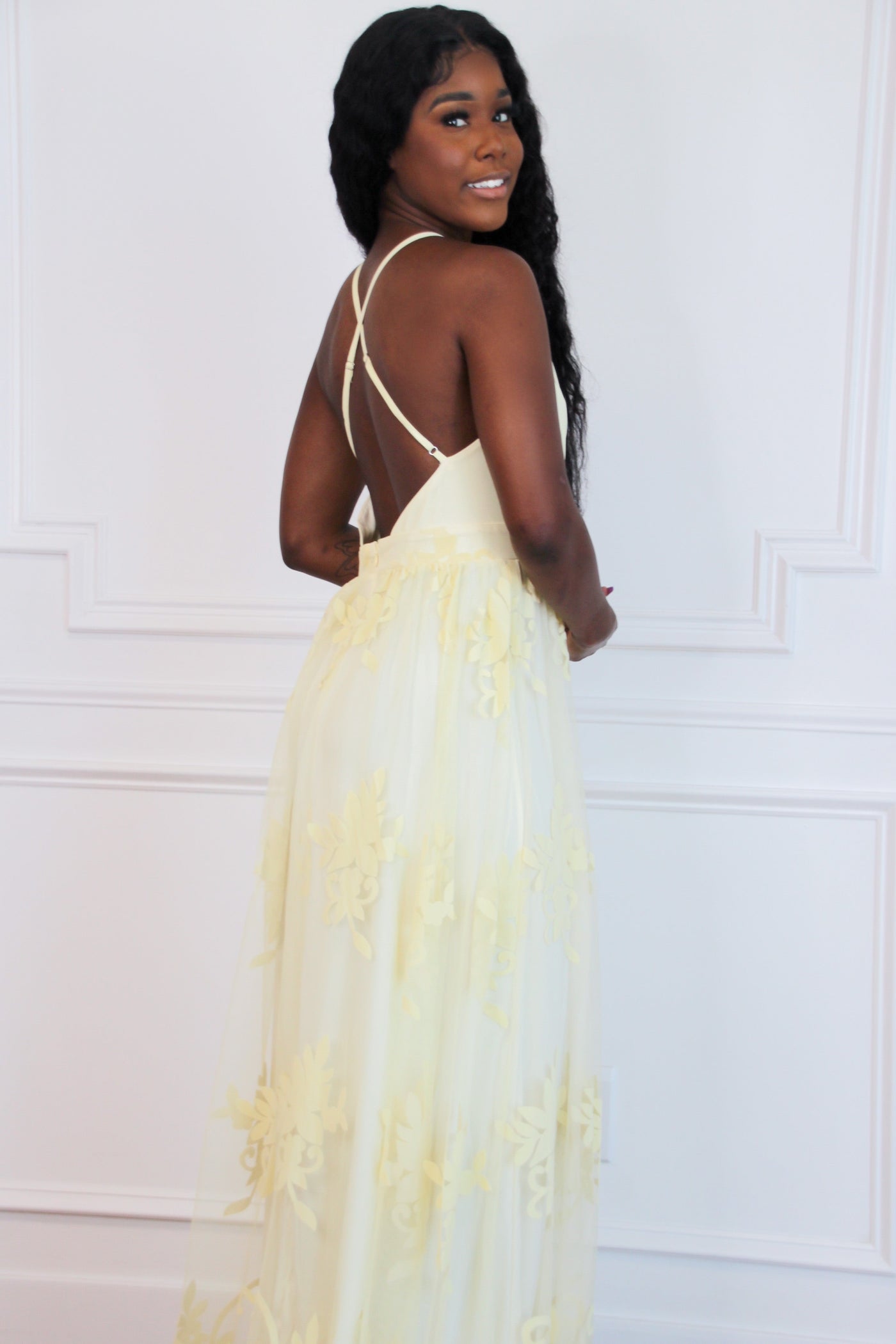 Here Comes the Bride Maxi Dress: Pastel Yellow - Bella and Bloom Boutique