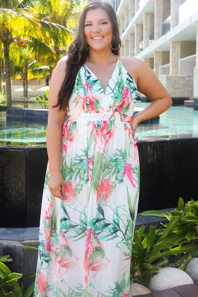 Resort Ready Floral Maxi Dress: White Multi - Bella and Bloom Boutique