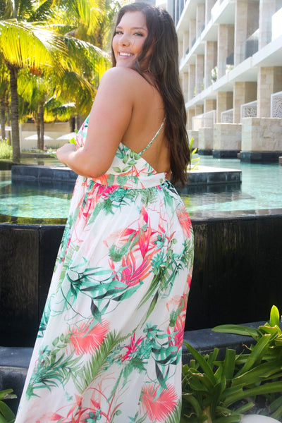 Resort Ready Floral Maxi Dress: White Multi - Bella and Bloom Boutique