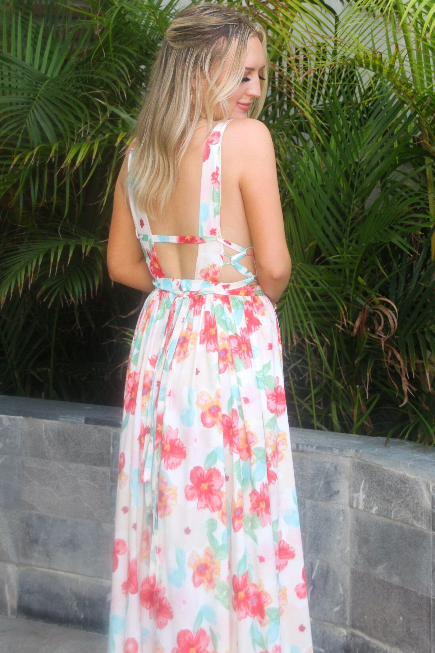 Pool Side Floral Maxi Dress: White Multi - Bella and Bloom Boutique
