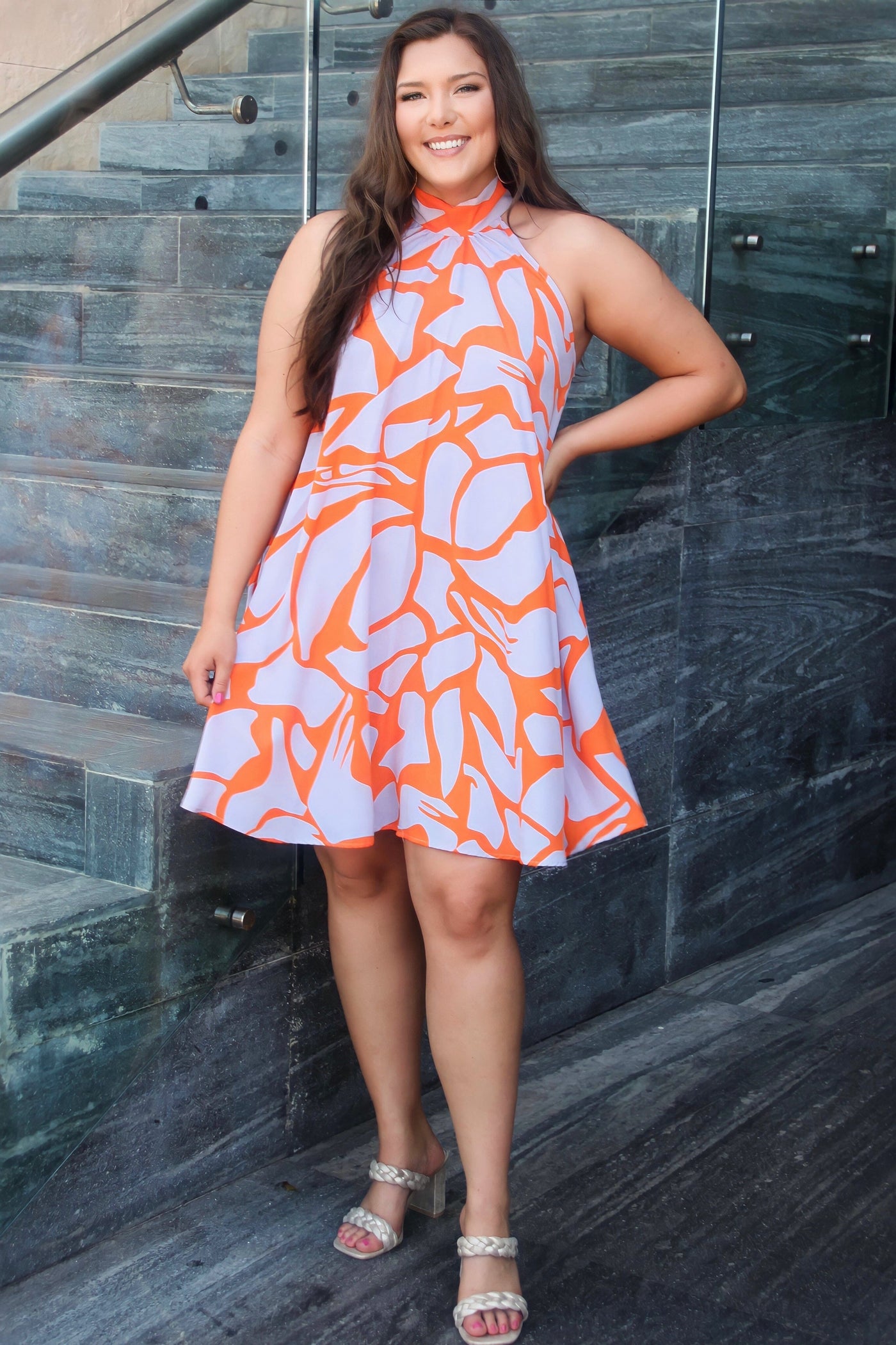 Summer Feeling High Neck Dress: Lavender/Orange - Bella and Bloom Boutique