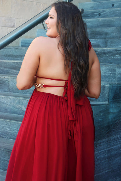 Bali Babe Cutout Maxi Dress: Deep Red - Bella and Bloom Boutique