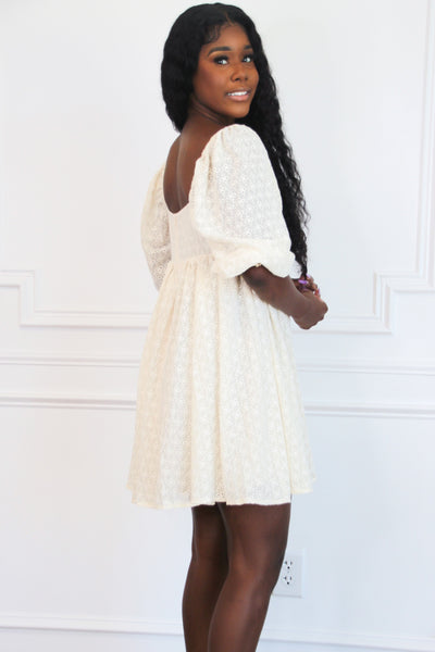 Sweetheart Eyelet Babydoll Dress: Cream - Bella and Bloom Boutique