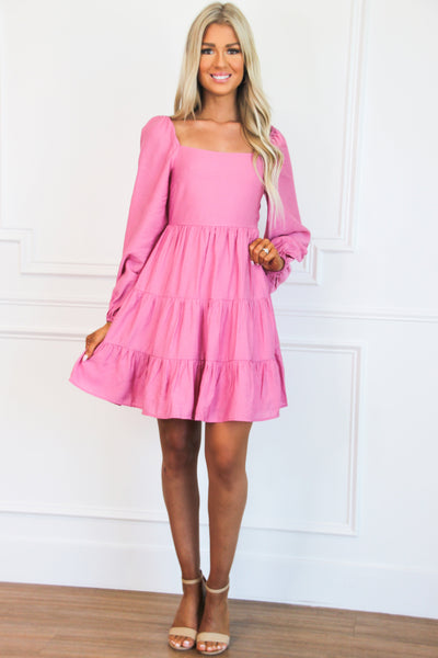 Sunday Mornings Babydoll Dress: Pink - Bella and Bloom Boutique