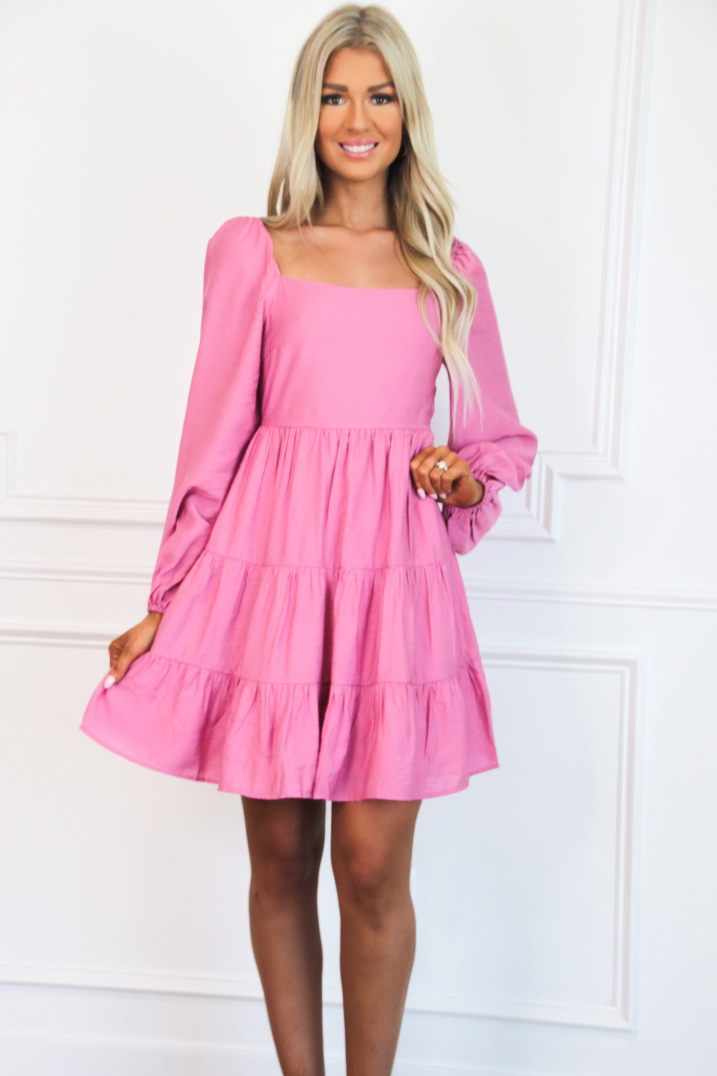 Sunday Mornings Babydoll Dress: Pink - Bella and Bloom Boutique