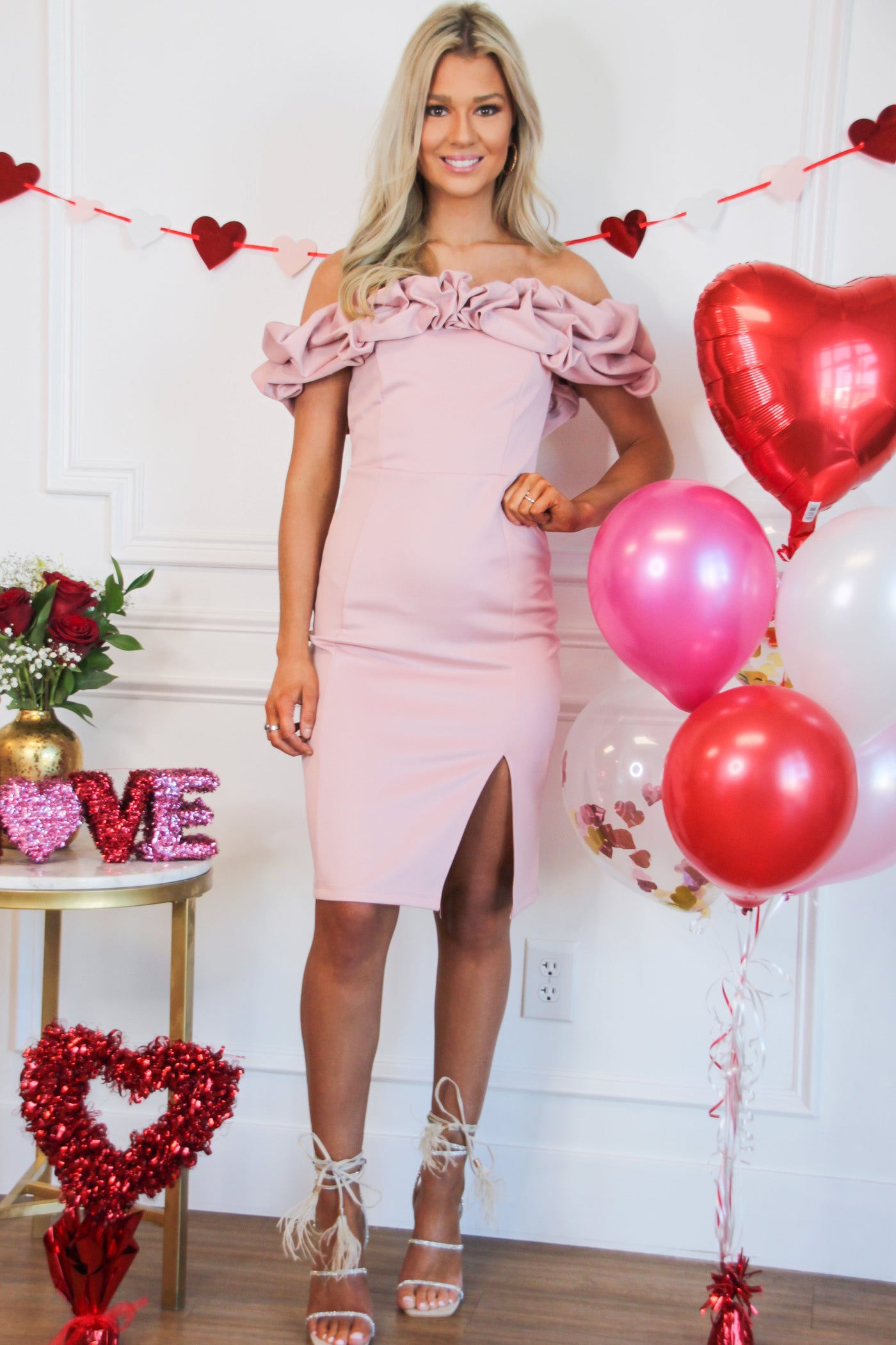 One True Love Midi Dress: Blush - Bella and Bloom Boutique