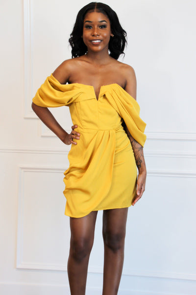 Aria Dress: Mustard - Bella and Bloom Boutique