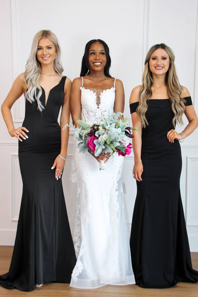 Whitney Off Shoulder Long Dress: Black - Bella and Bloom Boutique