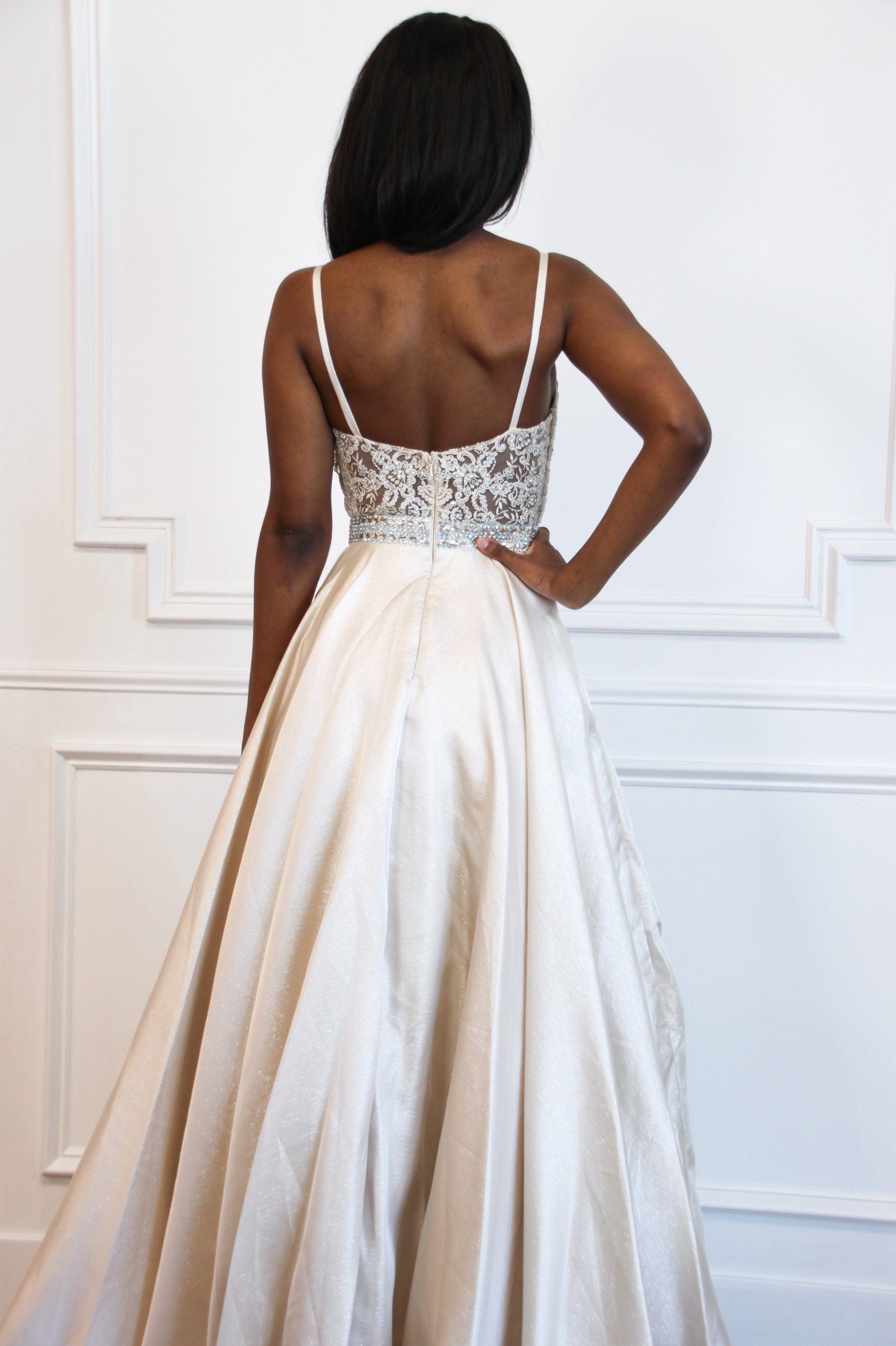 Kiss Me Goodnight Ball Gown Wedding Dress: Champagne - Bella and Bloom Boutique