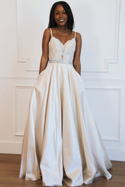 Kiss Me Goodnight Ball Gown Wedding Dress: Champagne - Bella and Bloom Boutique