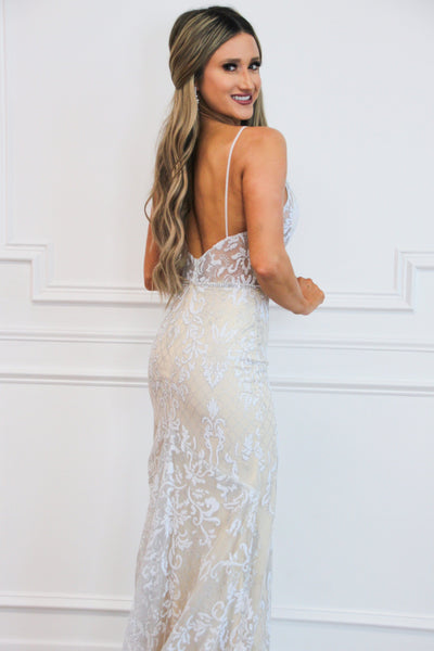 Forever and Always Nude Illusion Wedding Dress: Ivory/Nude - Bella and Bloom Boutique