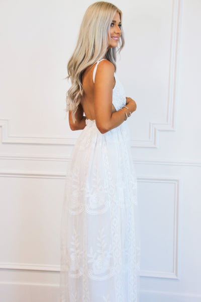 Joy of My Life Lace Maxi Dress: White - Bella and Bloom Boutique