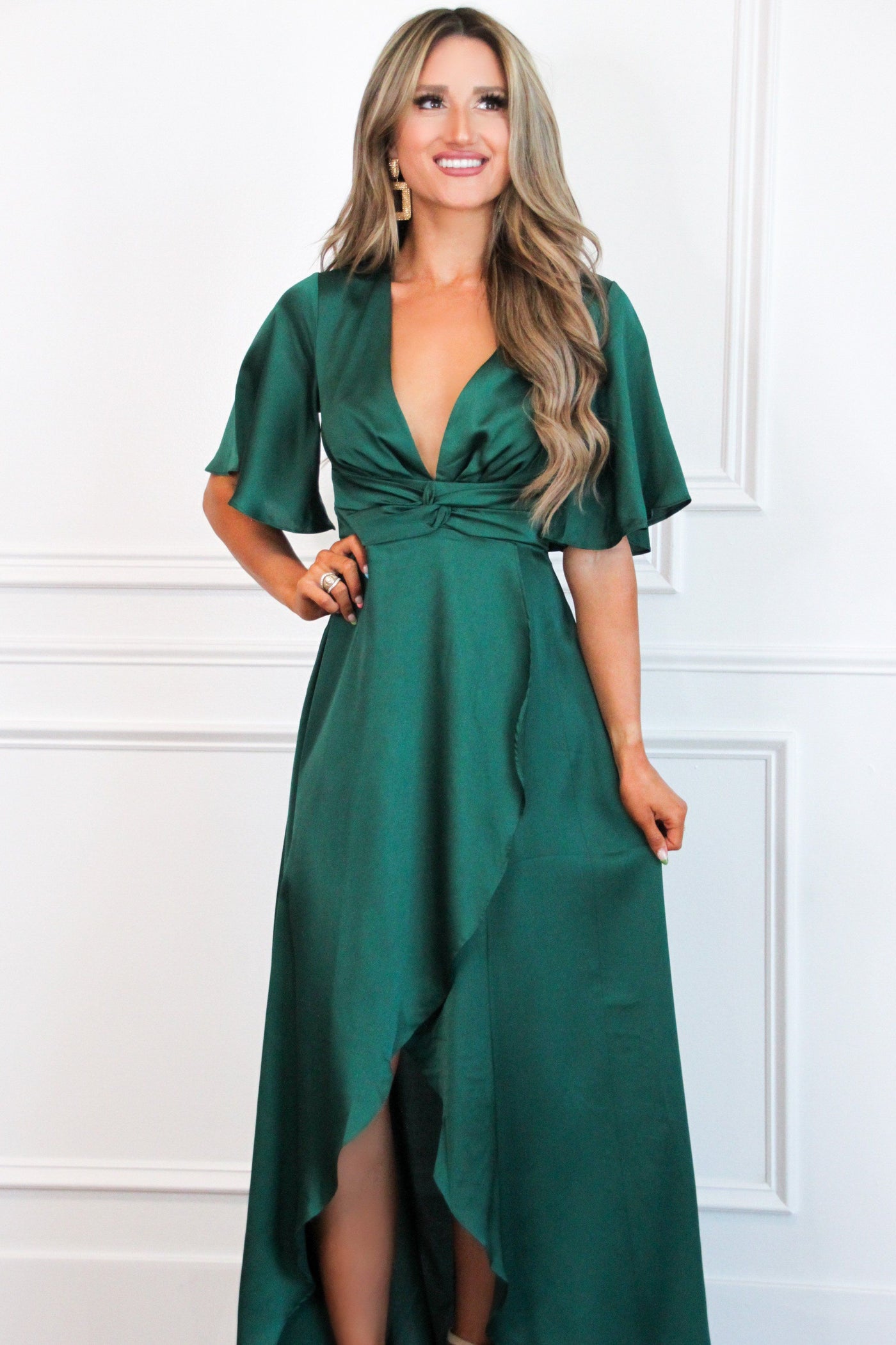 Bella and Bloom Boutique - Before You Go Maxi Dress: Emerald