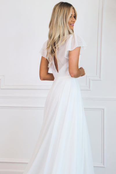 Never Let You Go Chiffon Wedding Dress: White - Bella and Bloom Boutique