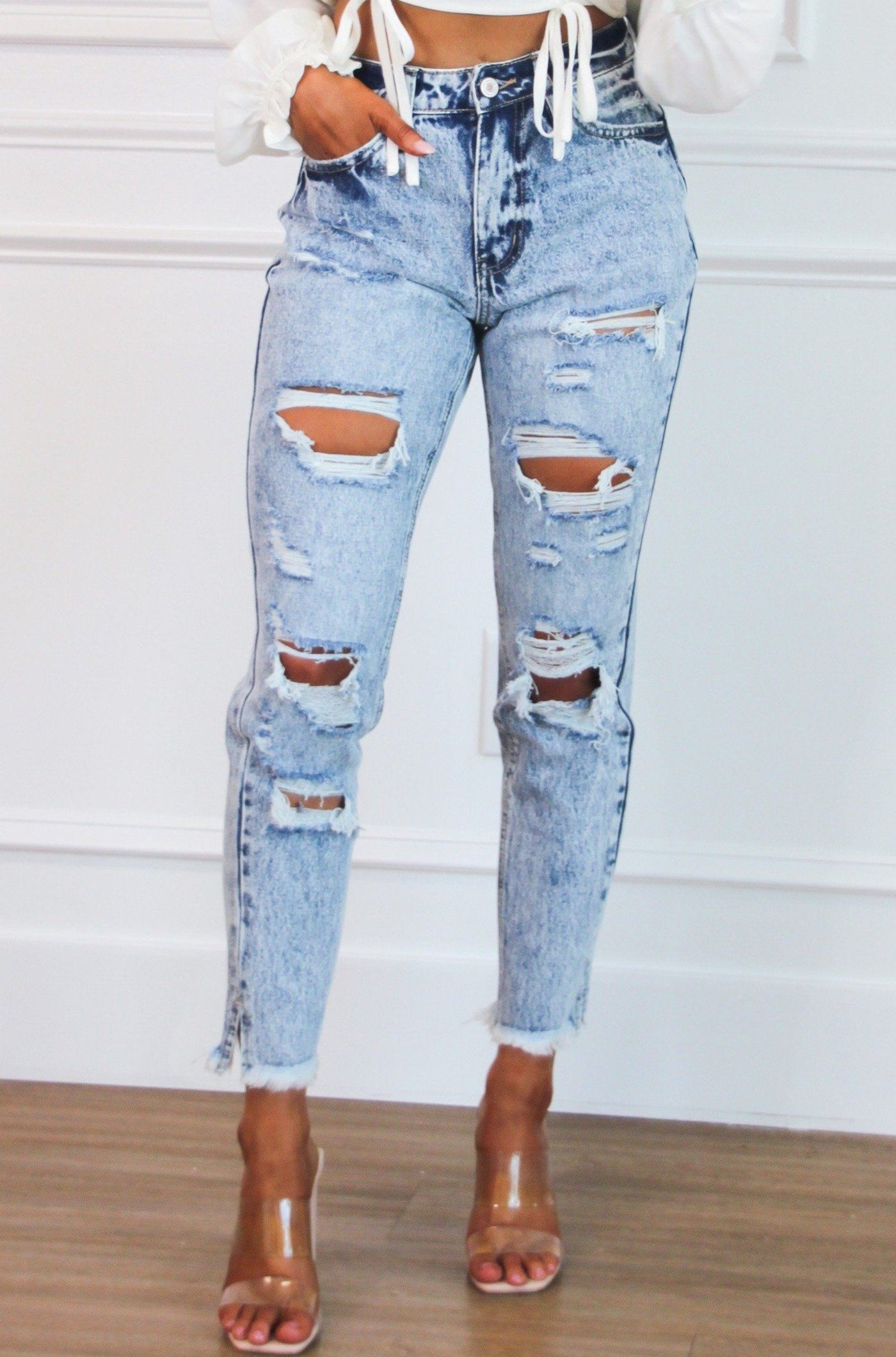 Right on Trend Kancan Denim: Acid Wash MEDIUM - Bella and Bloom Boutique