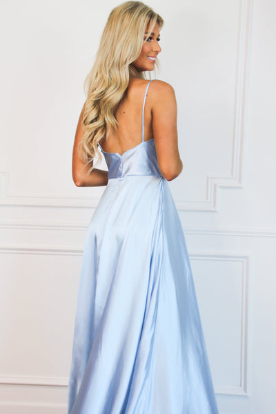 Tonight's the Night Satin Formal Dress: Cinderella Blue - Bella and Bloom Boutique