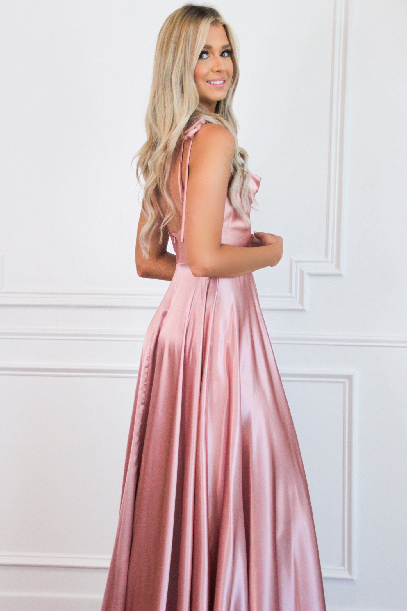 Tonight's the Night Satin Formal Dress: Dusty Rose - Bella and Bloom Boutique