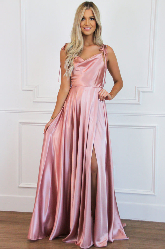 Tonight's the Night Satin Formal Dress: Dusty Rose - Bella and Bloom Boutique Tonight's the Night Satin Formal Dress: Dusty Rose - Bella and Bloom Boutique