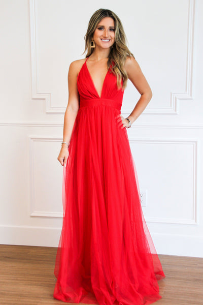 Forever Love Maxi Dress: Red - Bella and Bloom Boutique