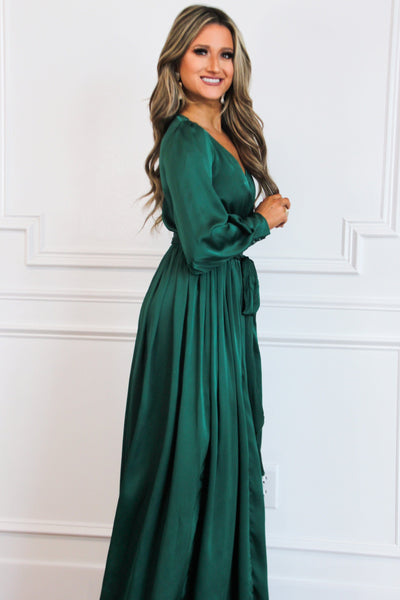 Winter Beauty Maxi Dress: Hunter Green - Bella and Bloom Boutique