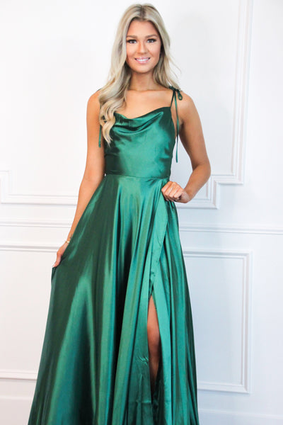 Tonight's the Night Satin Formal Dress: Rich Green - Bella and Bloom Boutique