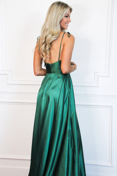 Tonight's the Night Satin Formal Dress: Rich Green - Bella and Bloom Boutique