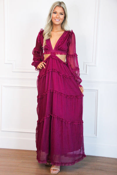 Wanted You More Maxi Dress: Berry - Bella and Bloom Boutique