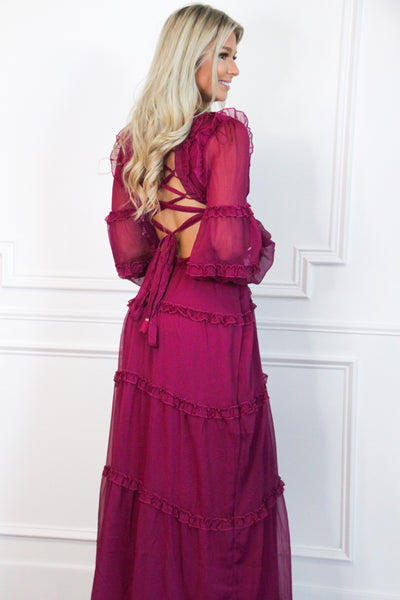 Wanted You More Maxi Dress: Berry - Bella and Bloom Boutique