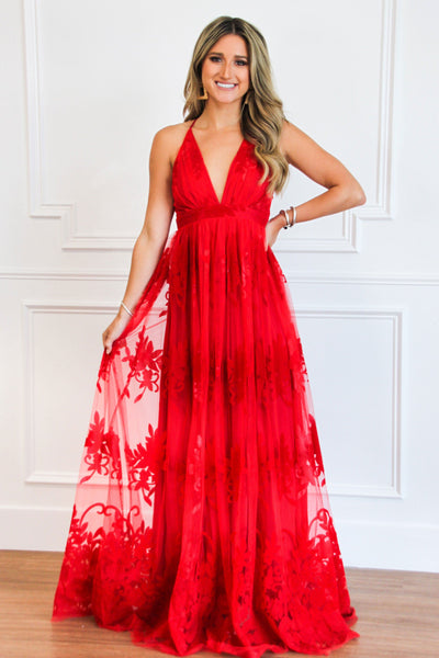Here Comes the Bride Maxi Dress: Red - Bella and Bloom Boutique