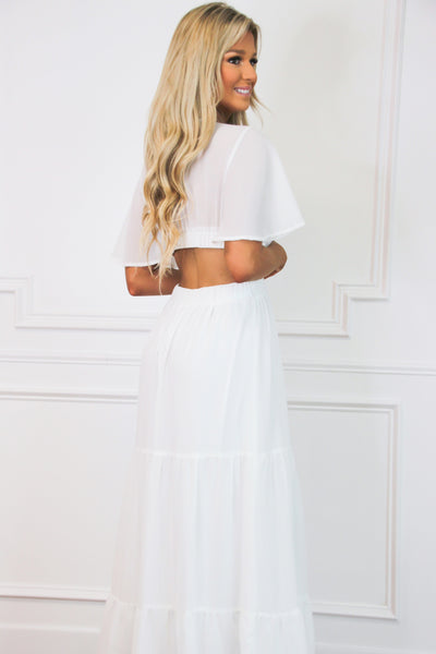 Come Away With Me Cutout Maxi Dress: White - Bella and Bloom Boutique