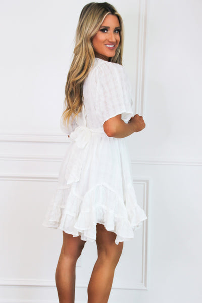 Subtle Gingham Dress: White - Bella and Bloom Boutique