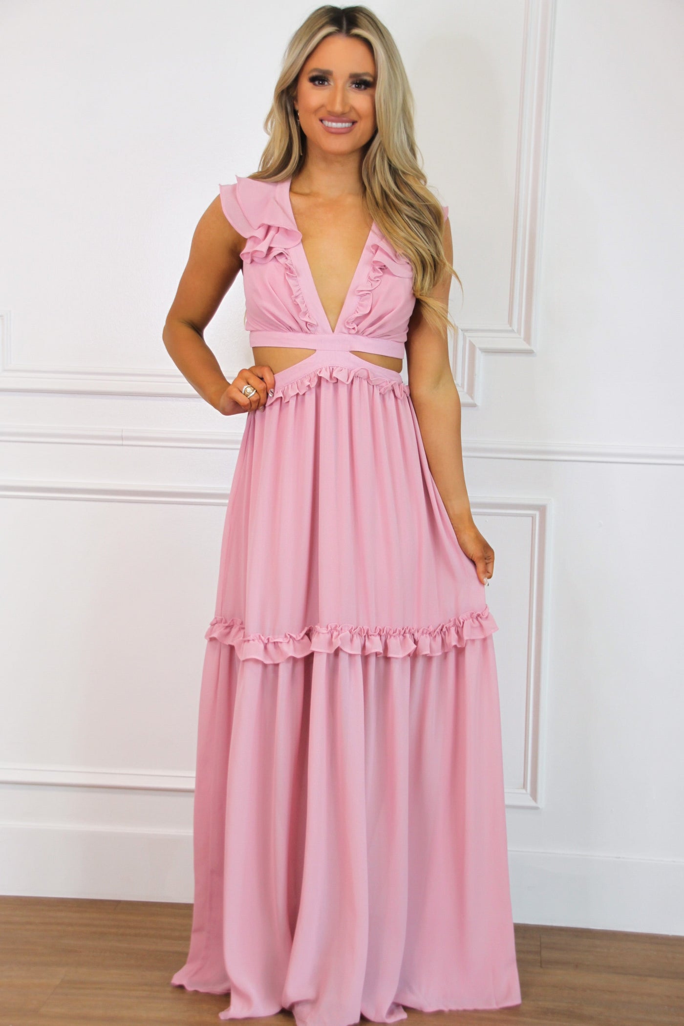 Leave You With a Smile Maxi Dress: Blush - Bella and Bloom Boutique
