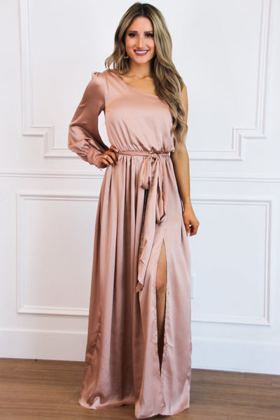 Regal Nights Maxi Dress: Rose Gold - Bella and Bloom Boutique