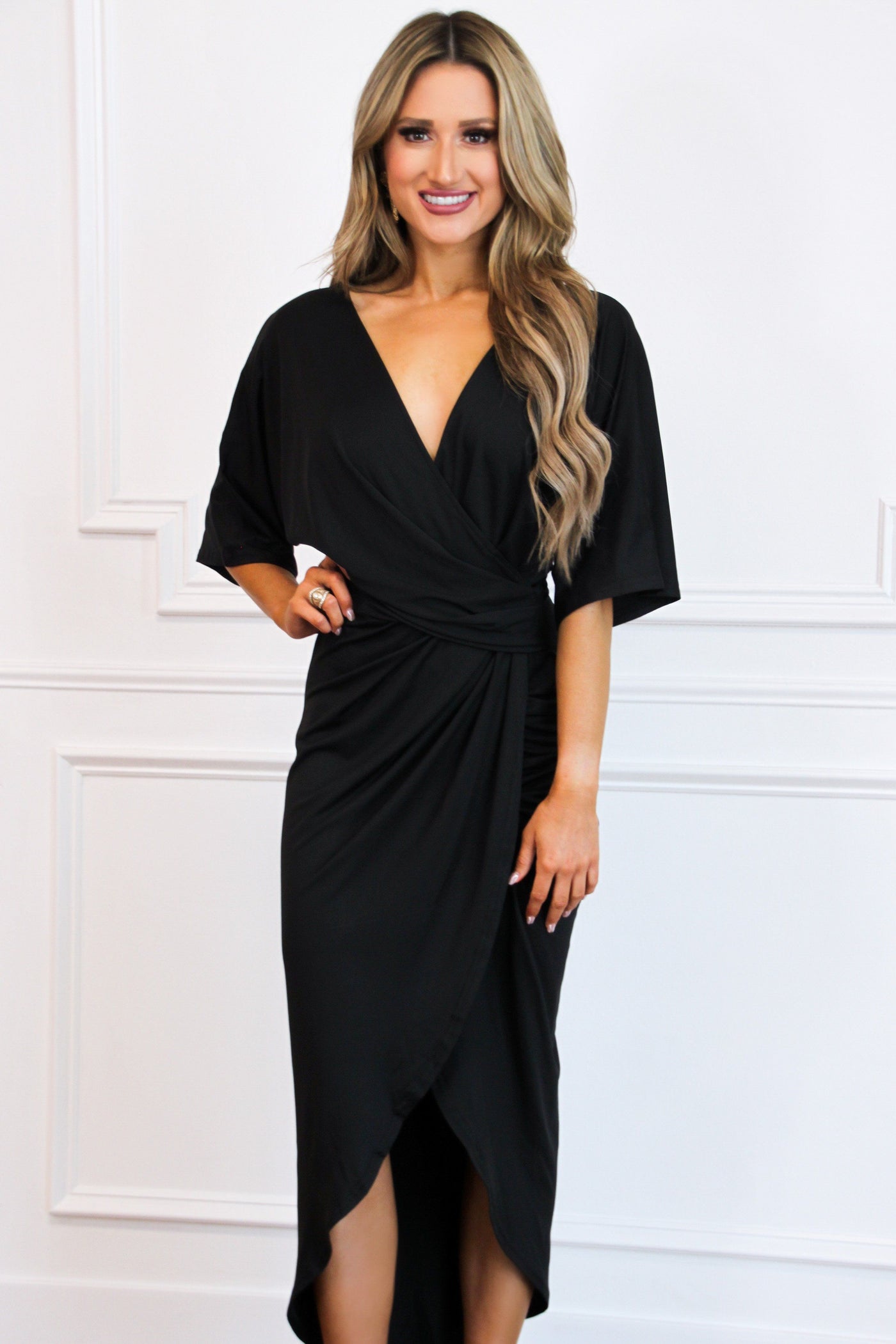 Loving You Is Easy Midi Dress: Black - Bella and Bloom Boutique