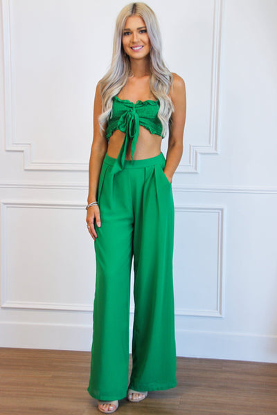 Summer Days Smocked Two Piece Set: Kelly Green - Bella and Bloom Boutique