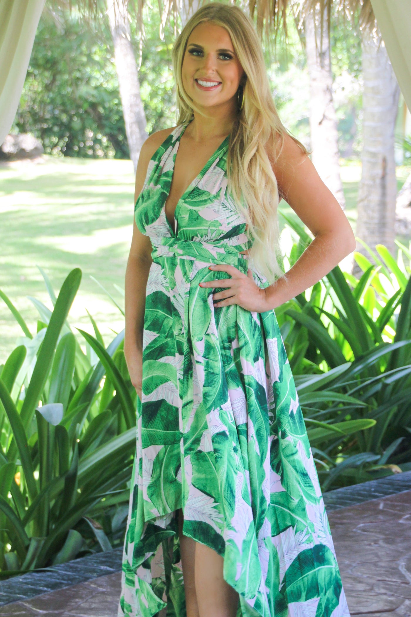 Palm Springs Maxi Dress: Green/Light Pink - Bella and Bloom Boutique
