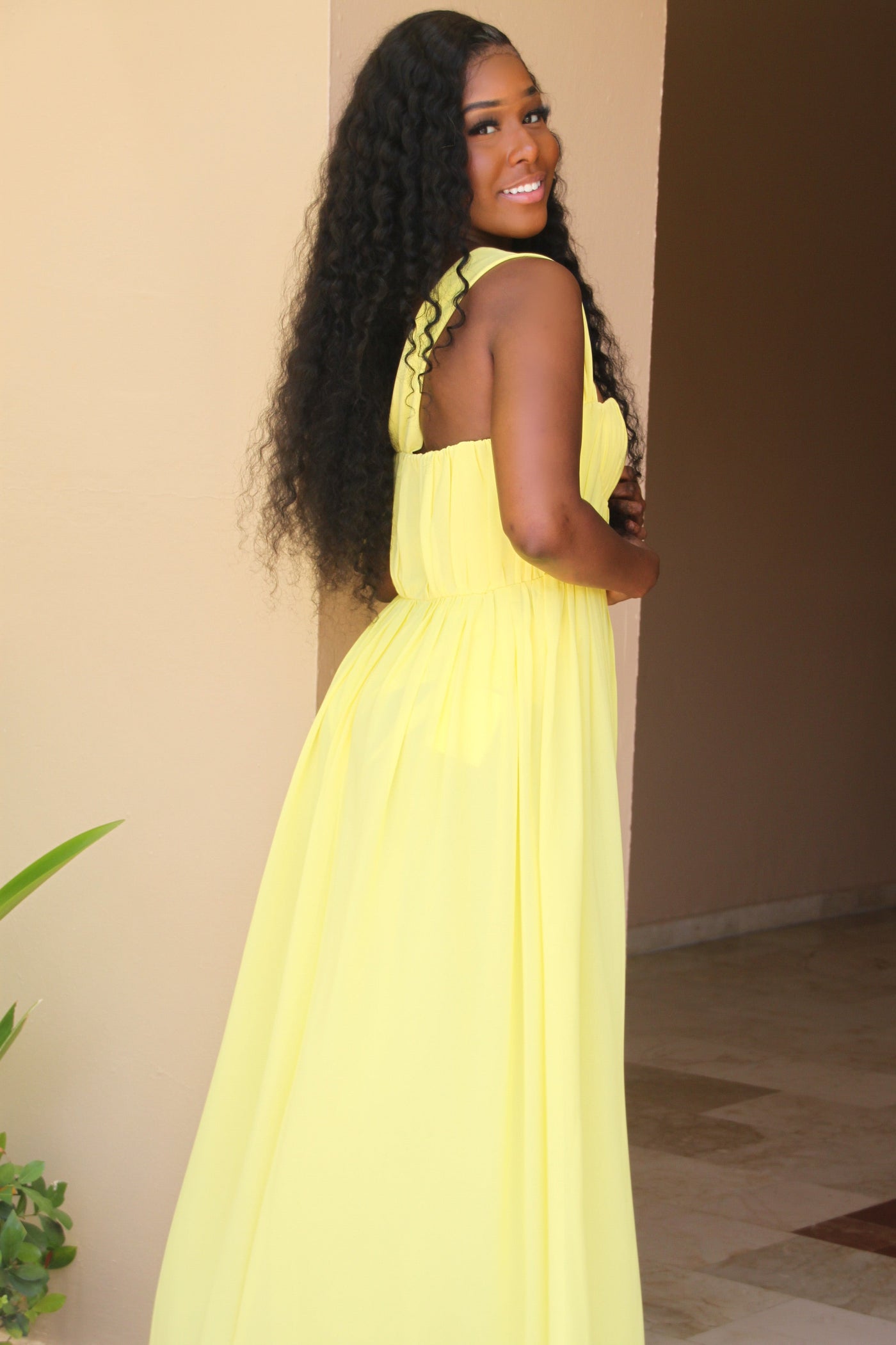 She's a Dream Chiffon Maxi Dress: Bright Yellow - Bella and Bloom Boutique