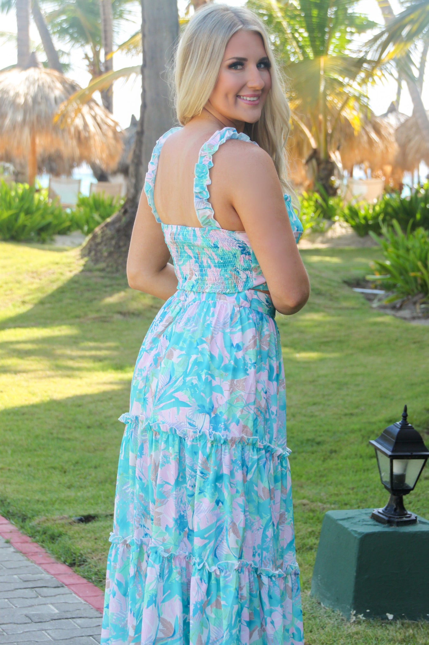 Island Feeling Two Piece Set: Blue/Pink Multi - Bella and Bloom Boutique