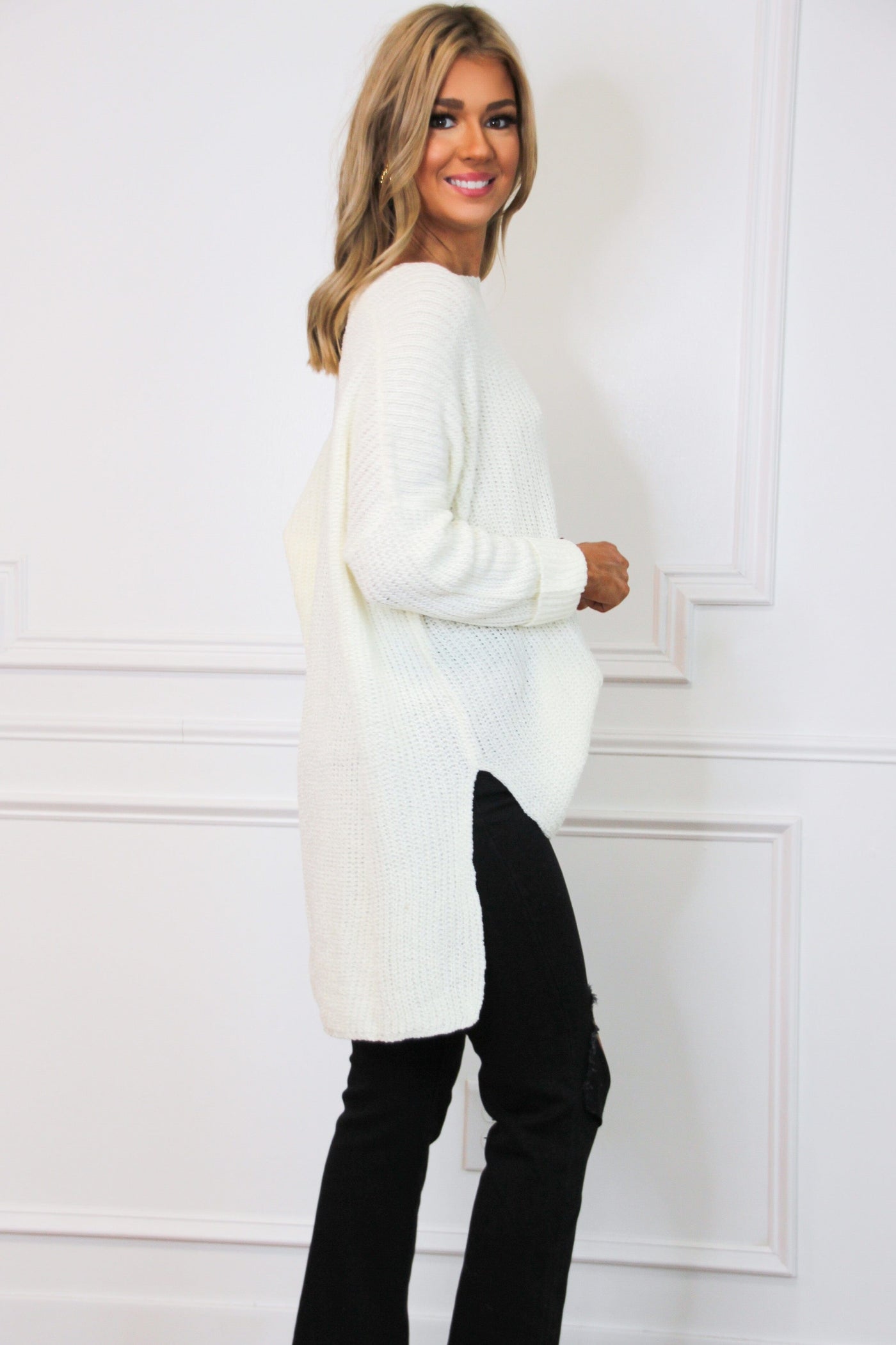 Perfect Oversized Sweater: Ivory - Bella and Bloom Boutique