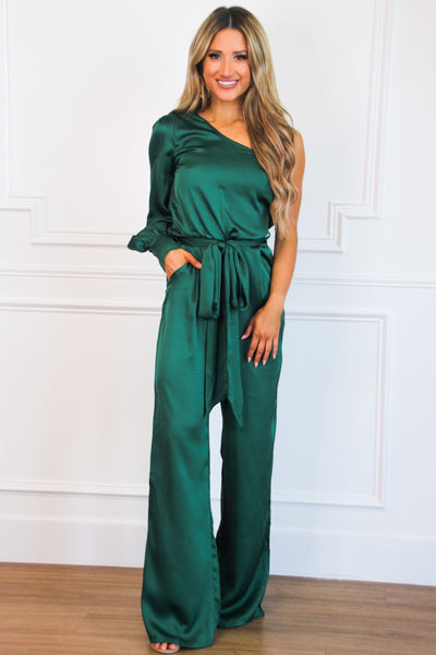 Say You Won't Let Go Jumpsuit: Emerald - Bella and Bloom Boutique