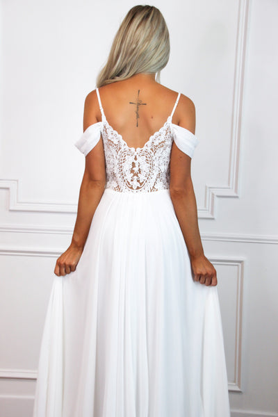 Heaven Sent Chiffon Maxi Dress: White - Bella and Bloom Boutique