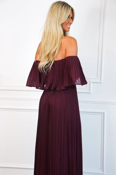 Say You Love Me Pleated Maxi Dress: Wine - Bella and Bloom Boutique