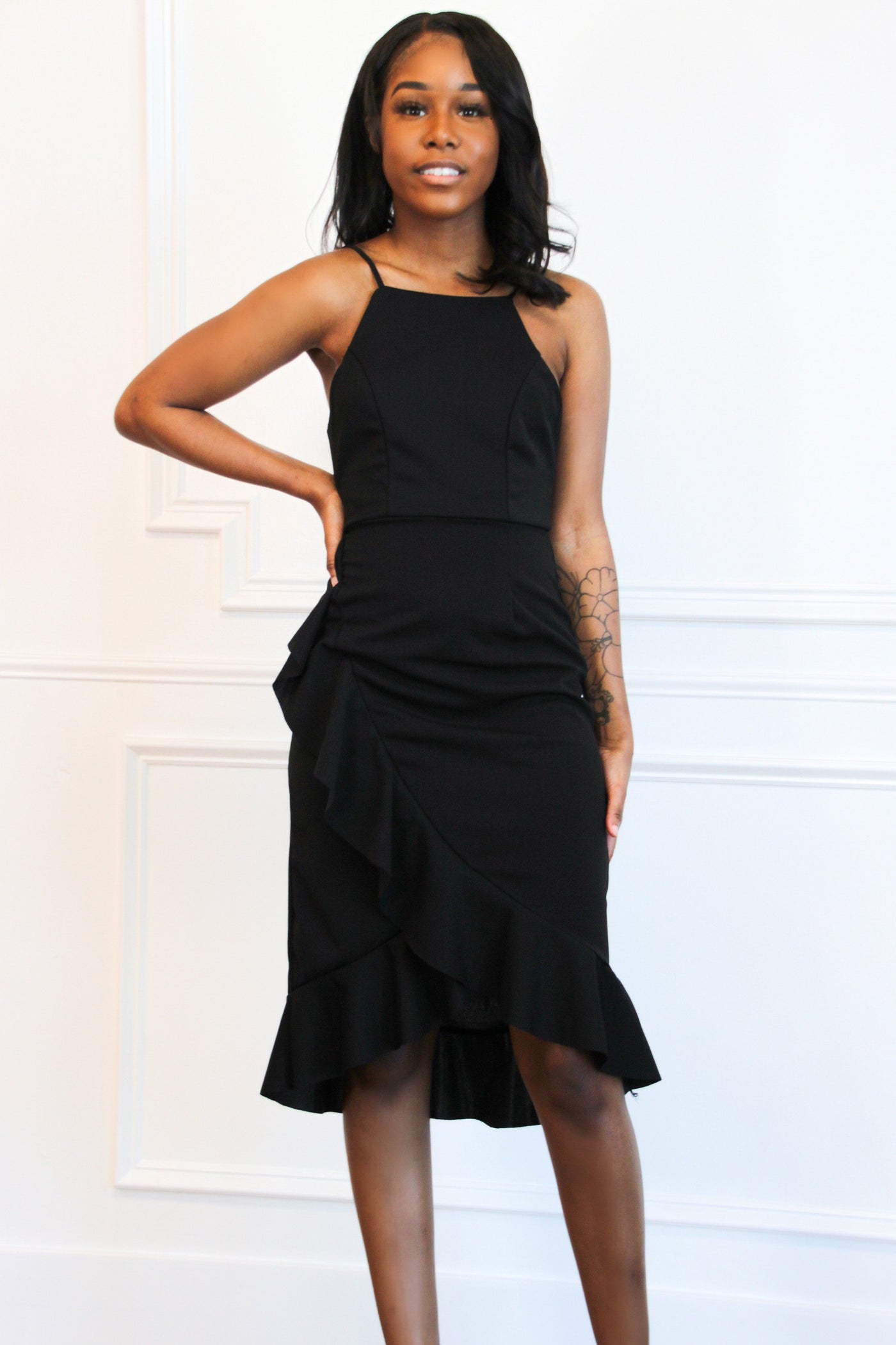 Bad at Love Midi Dress: Black - Bella and Bloom Boutique