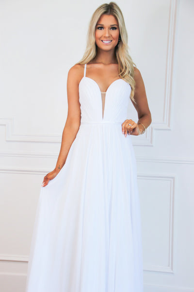 Angelic Beauty Chiffon Formal Dress: White - Bella and Bloom Boutique